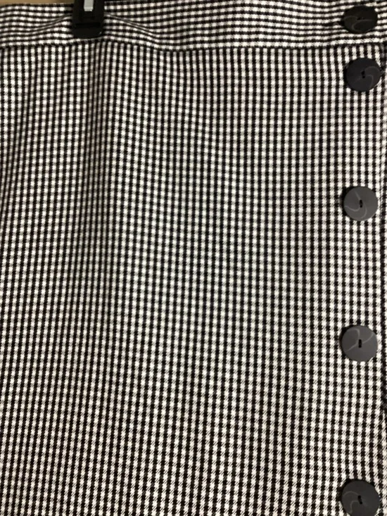 Zara Black and White Gingham Midi Skirt with Asymmetric Button Placket Euro XL - Picture 10 of 10